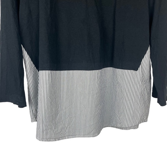 J. Jill Long Sleeve Black Striped Hem with Back Pleat Top - Picture 2 of 6